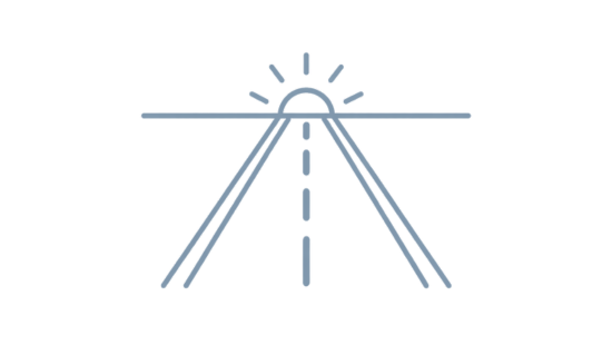 Line icon of a path with a guiding light representing long-term stewardship, care, and passing down of a family archive as the final stage of the Family Archive Blueprint.